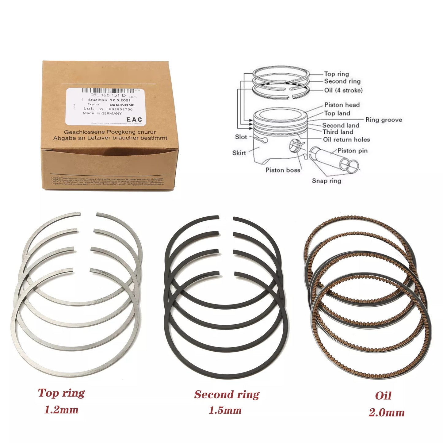 Piston Ring Set STD Fit for VW for Golf for Jetta CC for Audi A3 A4 A5 A6 Q5 06L198151D 2.0T