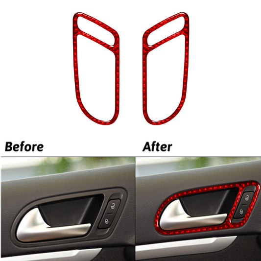 Red Carbon Fiber Front Door Handle Frame Trim for Volkswagen for Tiguan 2013-2017