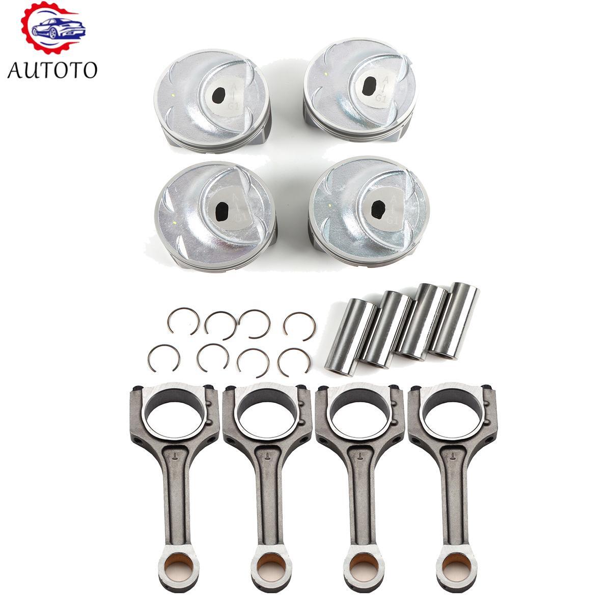 4pcs Connecting Rod 23510-2G440 + 4pcs Engine Pistons Rings Suitable for Hyundai