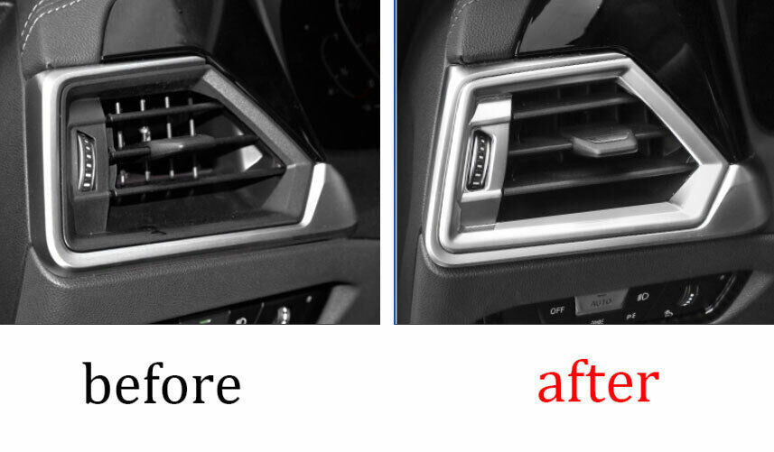 for BMW 3-Series G20 2019-23 Matte Silver Inner Console Side Outlet Vent Trim 2P