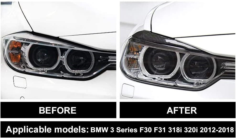 for BMW 3 Series F32 F33 F34 F35 318i 320i Black Headlight Eyebrow Eyelid Cover