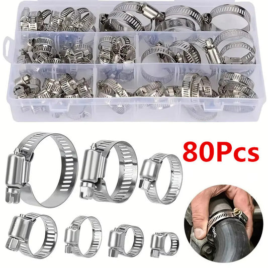 Car Fuel Hose Clamps Pipe Clamp Worm Gear Hose Adjustable Stainless Steel Clip