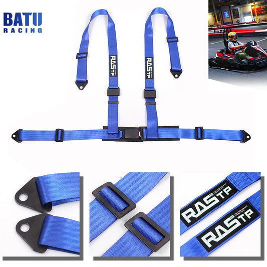 Universal Blue 2 4 Point Harness Quick Release Safety for Seat Belt Fit For Go-Kart