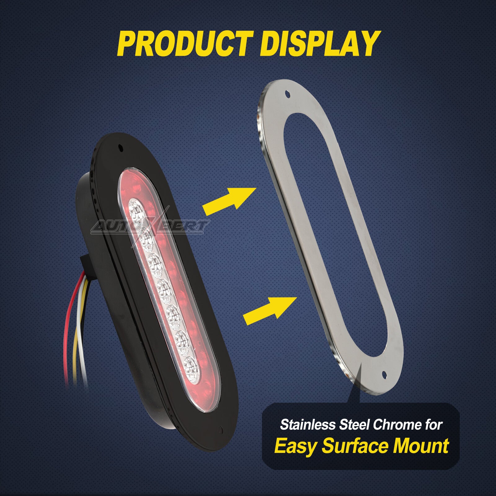 2pcs 6.5'' Oval Red White 23 LED Truck Trailer Brake Stop Tail Reverse Light 12V