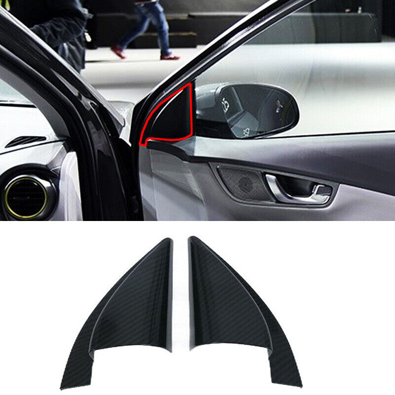 for Hyundai Kona 2018-2022 Carbon Fiber Front Triangle A-Pillar Cover Trim decor