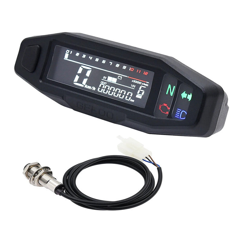 for Mini LCD Digital Motorcycle 12V Speedometer Oil Gauge Tachometer Electric Meters