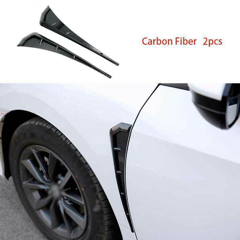 2X for Honda for Civic 2019-21 Carbon Fiber Fender Side Body Emblem Hood Trim Cover