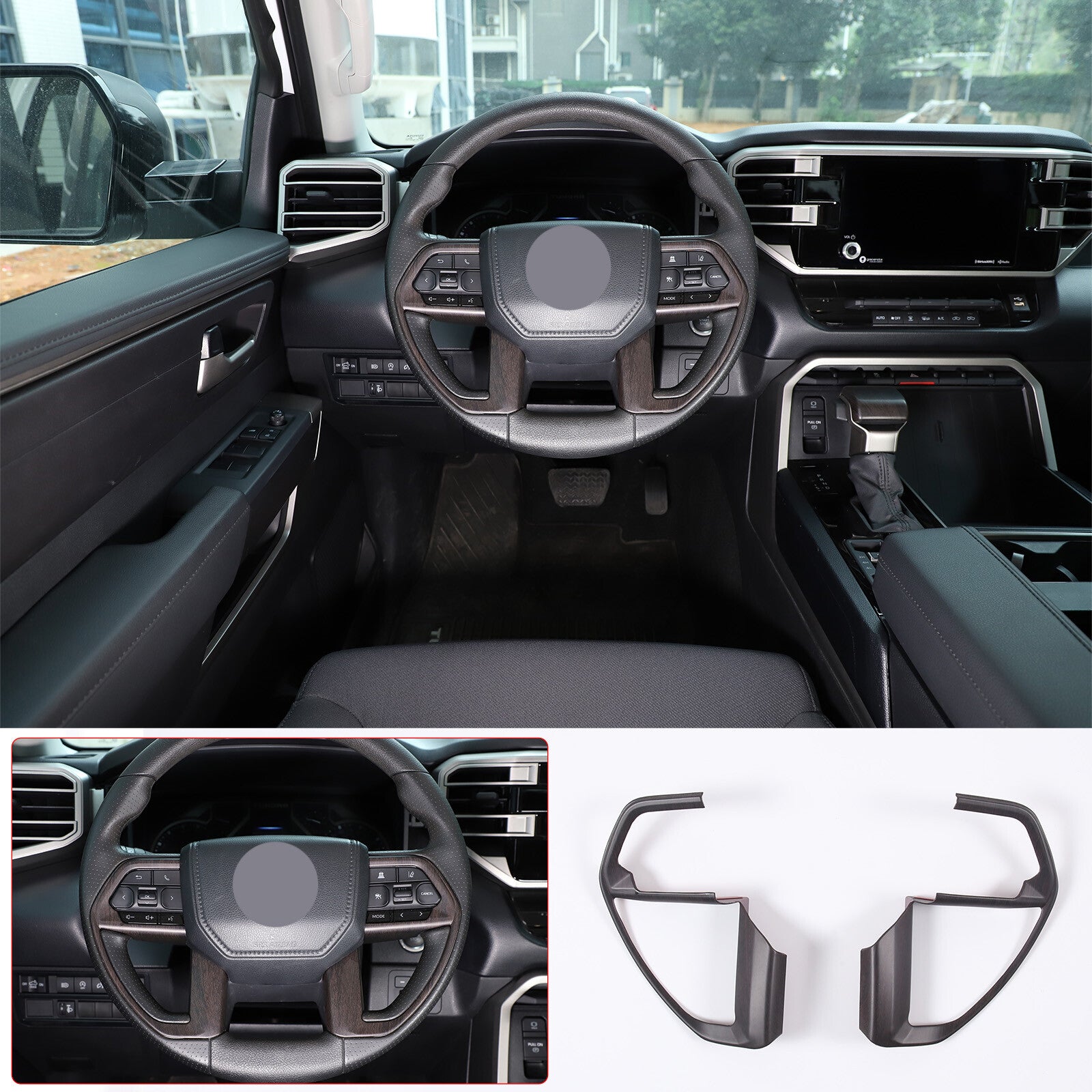 Matte Black ABS Center Control Gear Panel Decorative Cover for Tundr@ Sequoia 2022-23