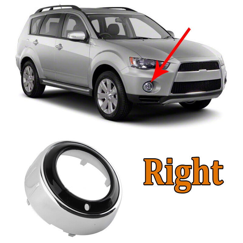 Chrome right front bumper fog light cover for Mitsubishi Outlander 2010-2012 ABS vehicles.