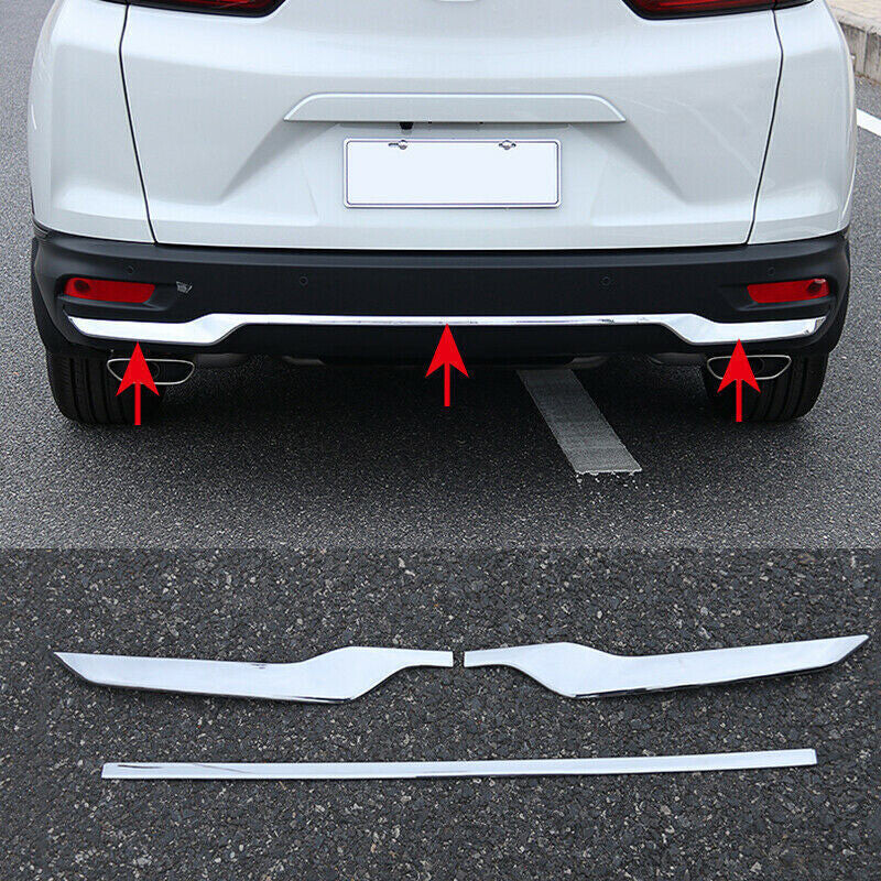 for Honda CR-V CRV 2020-2022 Steel Chrome Rear Bumper Protector Strip Guard 3Pcs