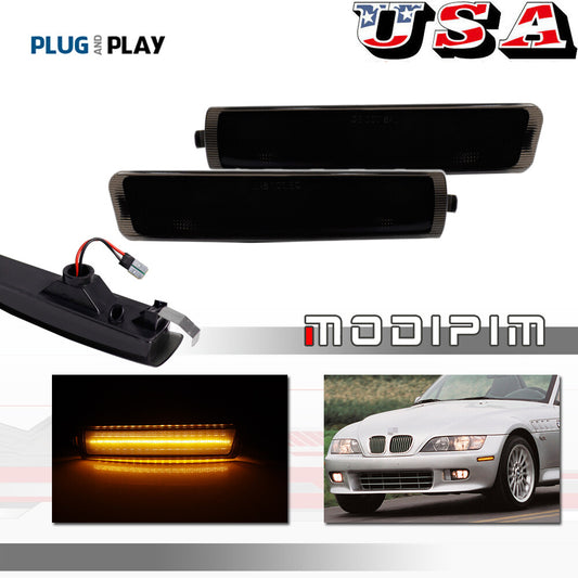 Amber LED front bumper side marker lights for 1996-2002 for BMW Z3 M Coupe.