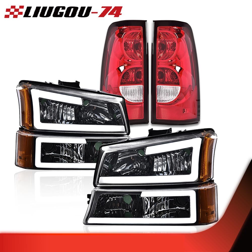 Suitable for 2003-07 SILVERADO AVALANCHE CHROME/AMBER LED DRL headlights + taillights
