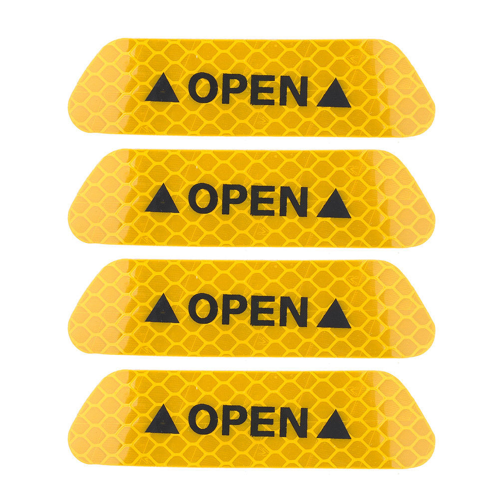 4x Car Door Open Sticker Reflective Tape Safety Warning Auto Decal Door Stickers