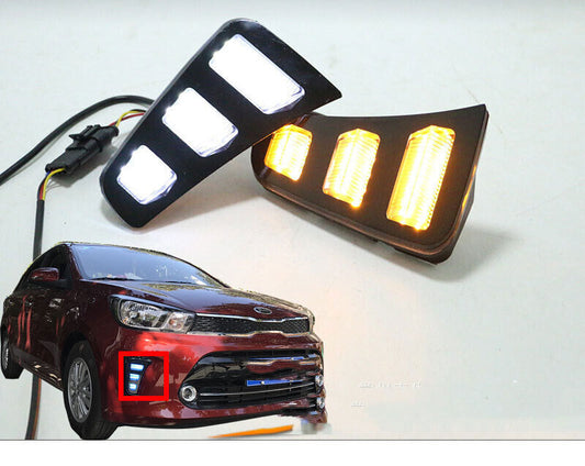 For 2017-2020 for Kia Pegas Car Front Bumper Fog Lamp Modified LED Tricolor Assembly