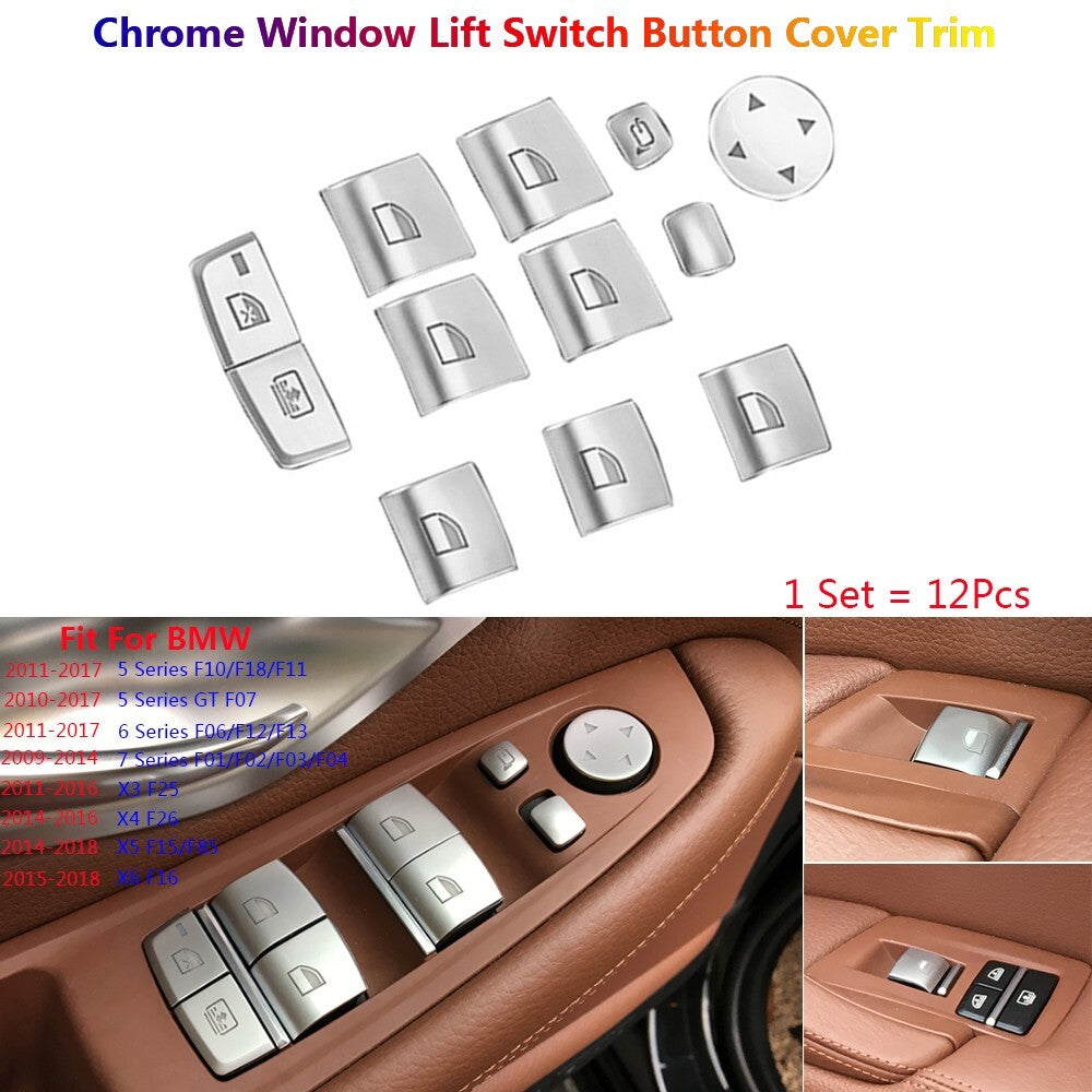 12x for BMW 5 6 7 X3 X4 X5 X6 F10 F25 F26 Car Window Switch Button Cover Sticker