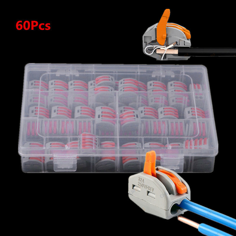 60x Car Electrical Connector Wire Block Clamp Terminal Cable Reusable Connectors