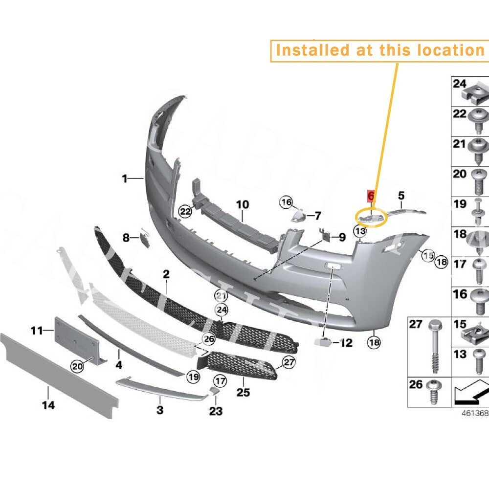 Suitable for Rolls Royce Wraith Dawn Guide equipment bumper side right equipment manufacturer: 51117376998
