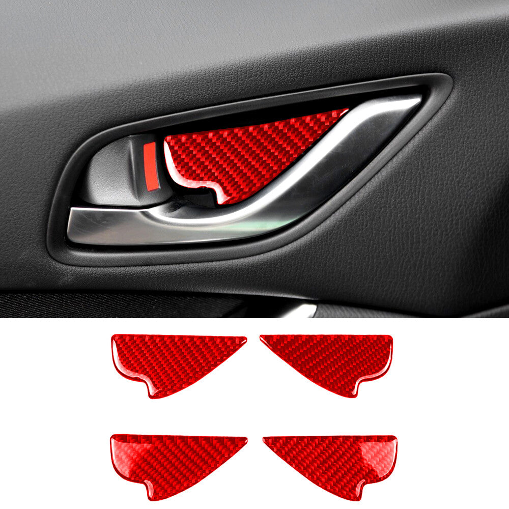 Red Carbon Fiber Interior Door Handle Bowl Trim for Mazda 3 6 CX-5 CX-3 CX8 CX-9
