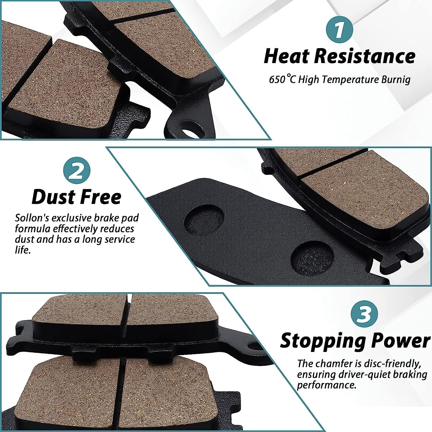 Brake Pads for Kawasaki Z650/Z750 ZR 750/KLE650 650, for Honda CB600F Hornet