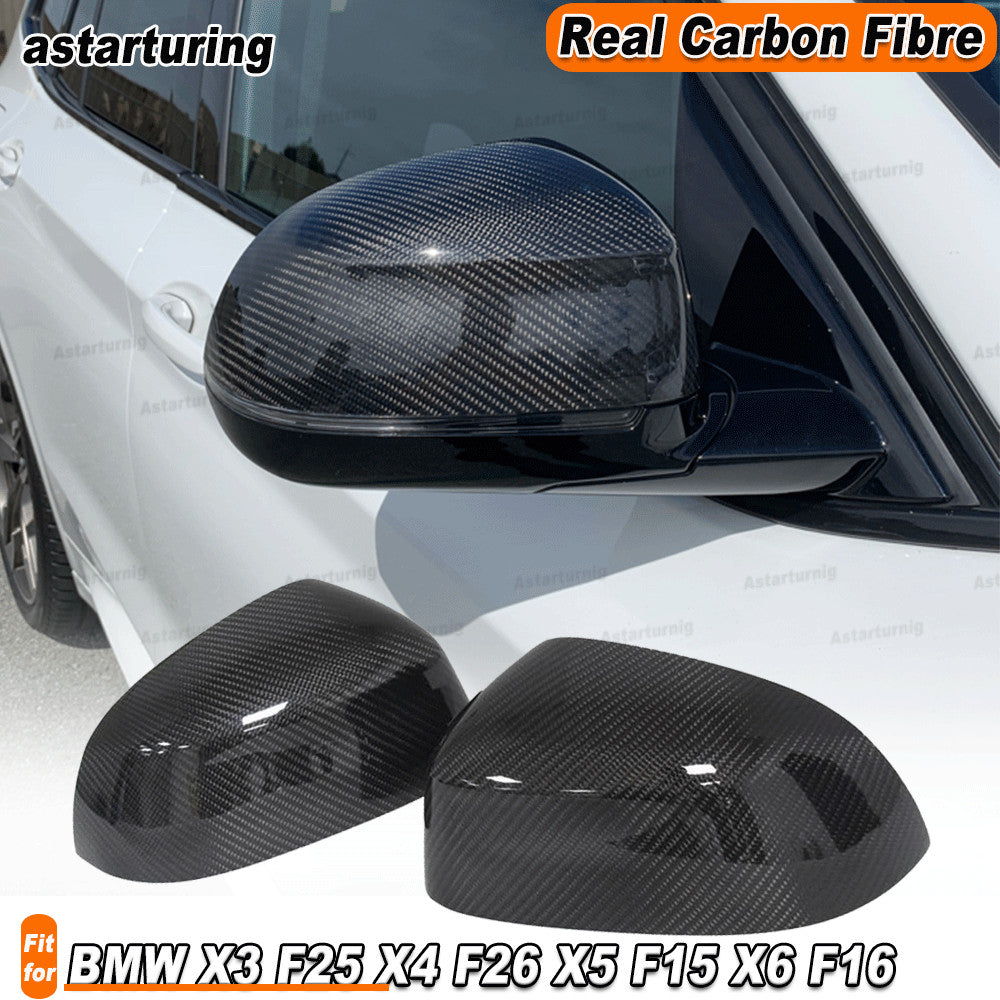 2xReplace Carbon Mirror Cover Cap Wing for BMW X3 F25 X4 F26 X5 F15 X6 F16 14-18