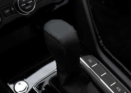for Volkswagen Taos 2021-2023 Black Leather Inner Gear Shift Knob Cap Cover Trim