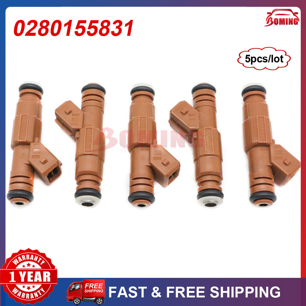 New Set Of 5 for Volvo S80 C70 S60 V70 2.4L 2.5L 0280155831 Fuel Injectors