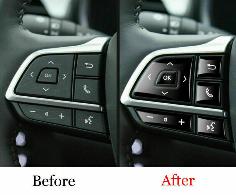 8P Black Inner Steering Wheel Button Cover Trim for Toyota Highlander 2020-2023