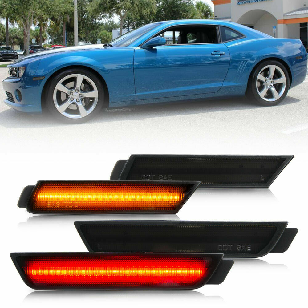 Smoked front and rear LED bumper side marker lights for Chevrolet Camaro 2010-2015