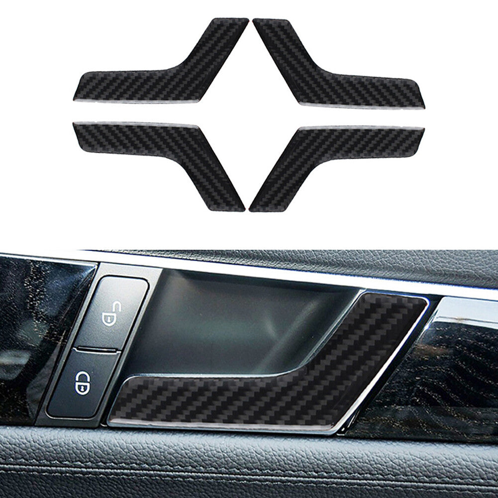 4Pcs Carbon Fiber Door Buckle Trim Panel for Mercedes-Benz W204 2007-2013