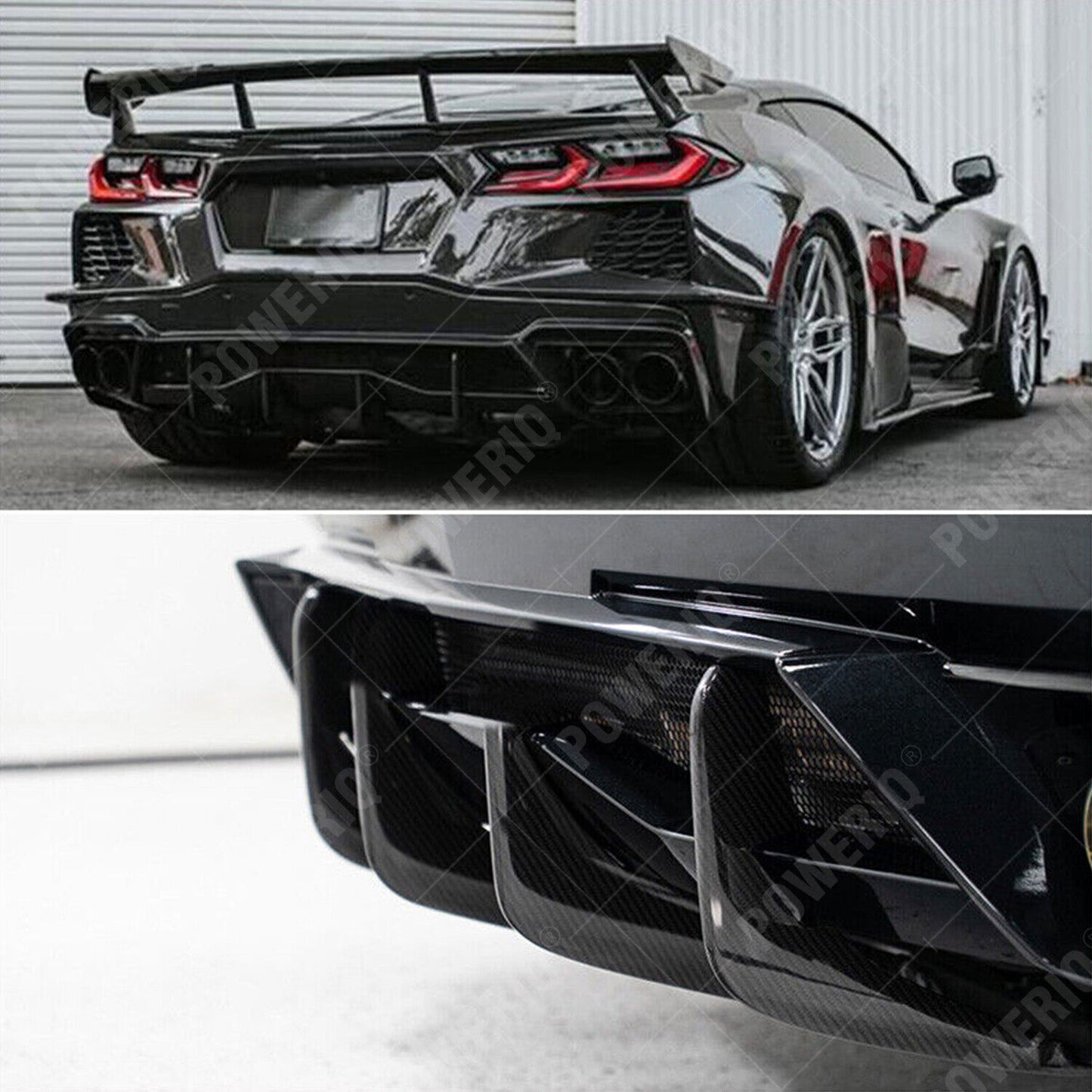 Add-On Carbon Fiber Rear Bumper Diffuser Spoiler for Corvette C8 Z51 20-23 STG 3
