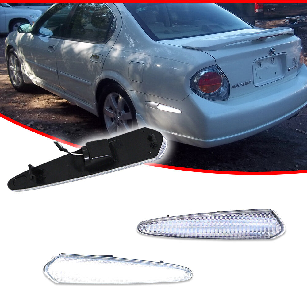 Two clear lens white LED rear marker lights suitable for 2000-2003 for Nissan MXIMA