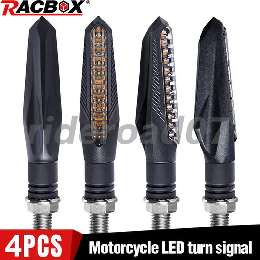 4X Black Motorcycle Sequential Flowing LED Turn Signal Blinker Amber Light Lamp
