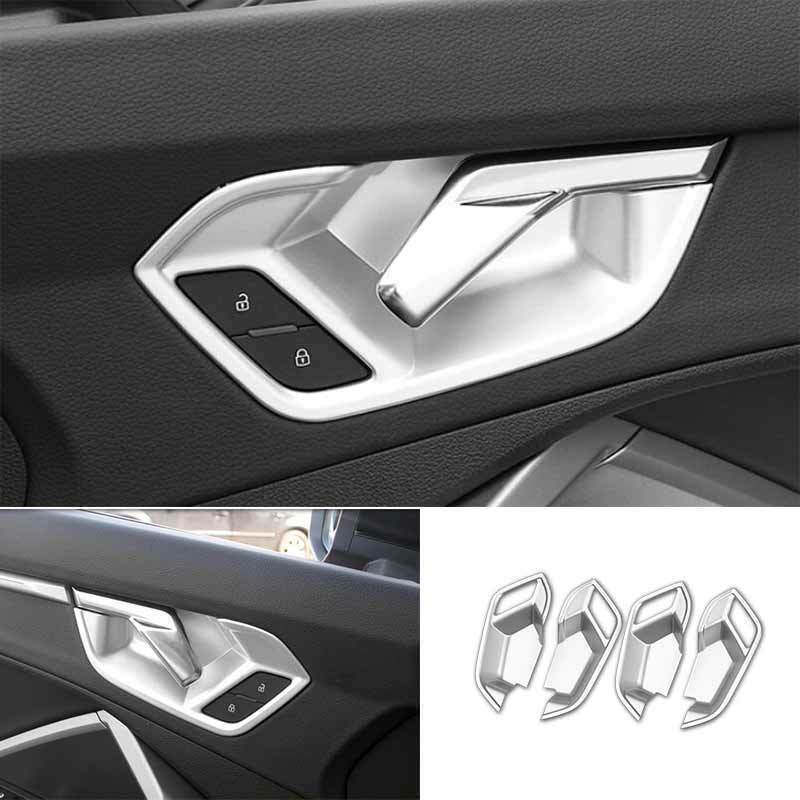 for Audi Q3 2019-2024 Mate Silver Interior Door Handle Bowl Frame Cover Trim 4P