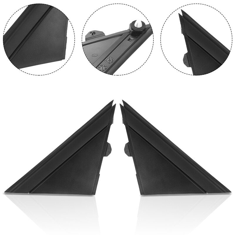 for FIAT 500 2012-2019 2PCS Front Fender Pillar Trim Mirror Corner Molding BLACK