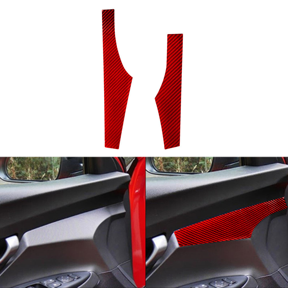 2x Red Carbon Fiber Front Door Panel Trim Covers for Hyundai for Veloster JS 2019-22