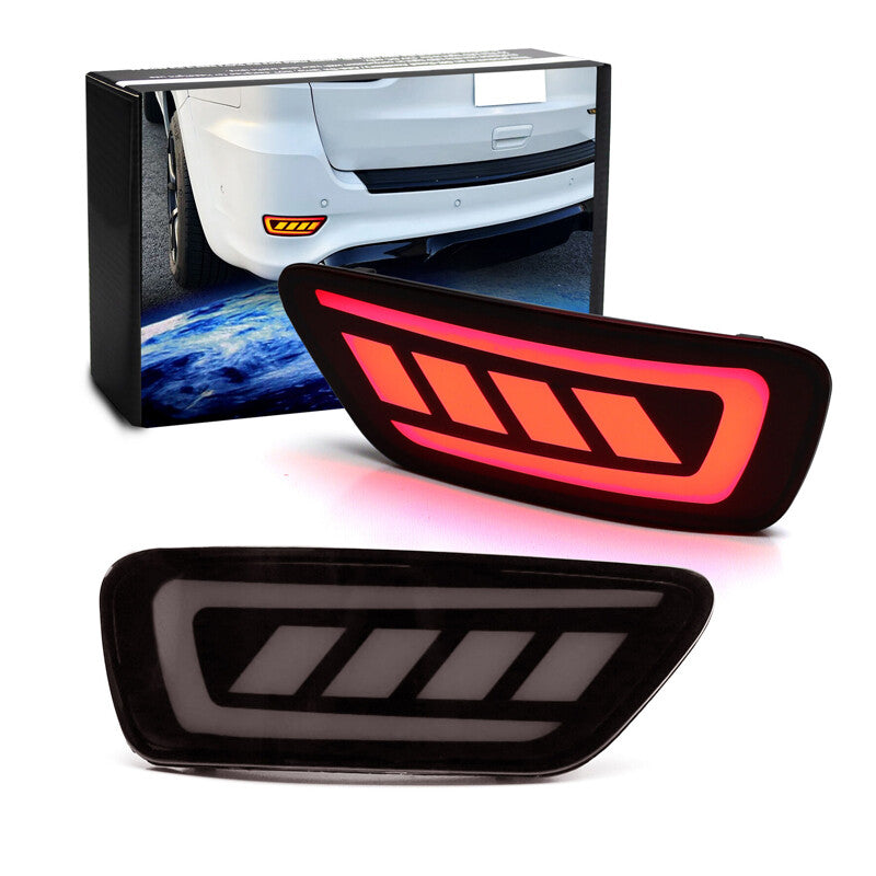 2PC Blackout Smoke LED Rear Bumper Reflector Lights for Jeep WK2 Grand Cherokee
