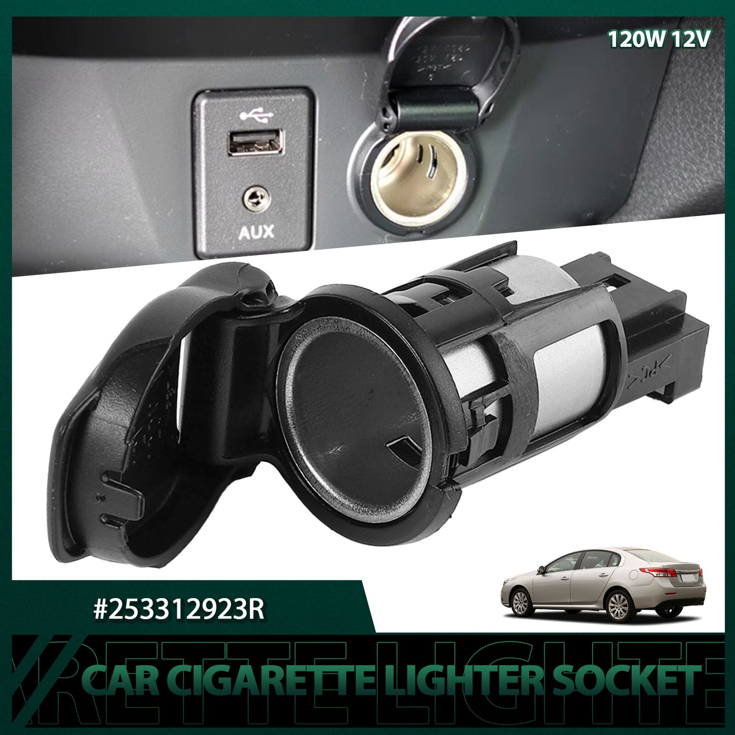 Car Power Socket 253312923R 120W Auto Cigarette Lighter Replace For Megane Koleo
