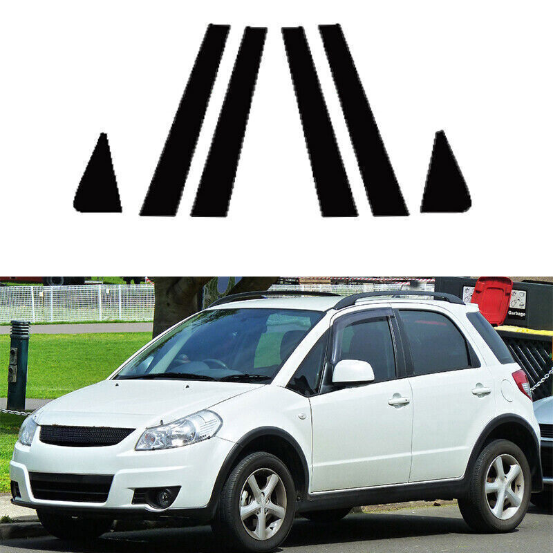 for Suzuki SX4 hatchback 2006-13 Piano Black Pillar Post Door Window Strip Trim