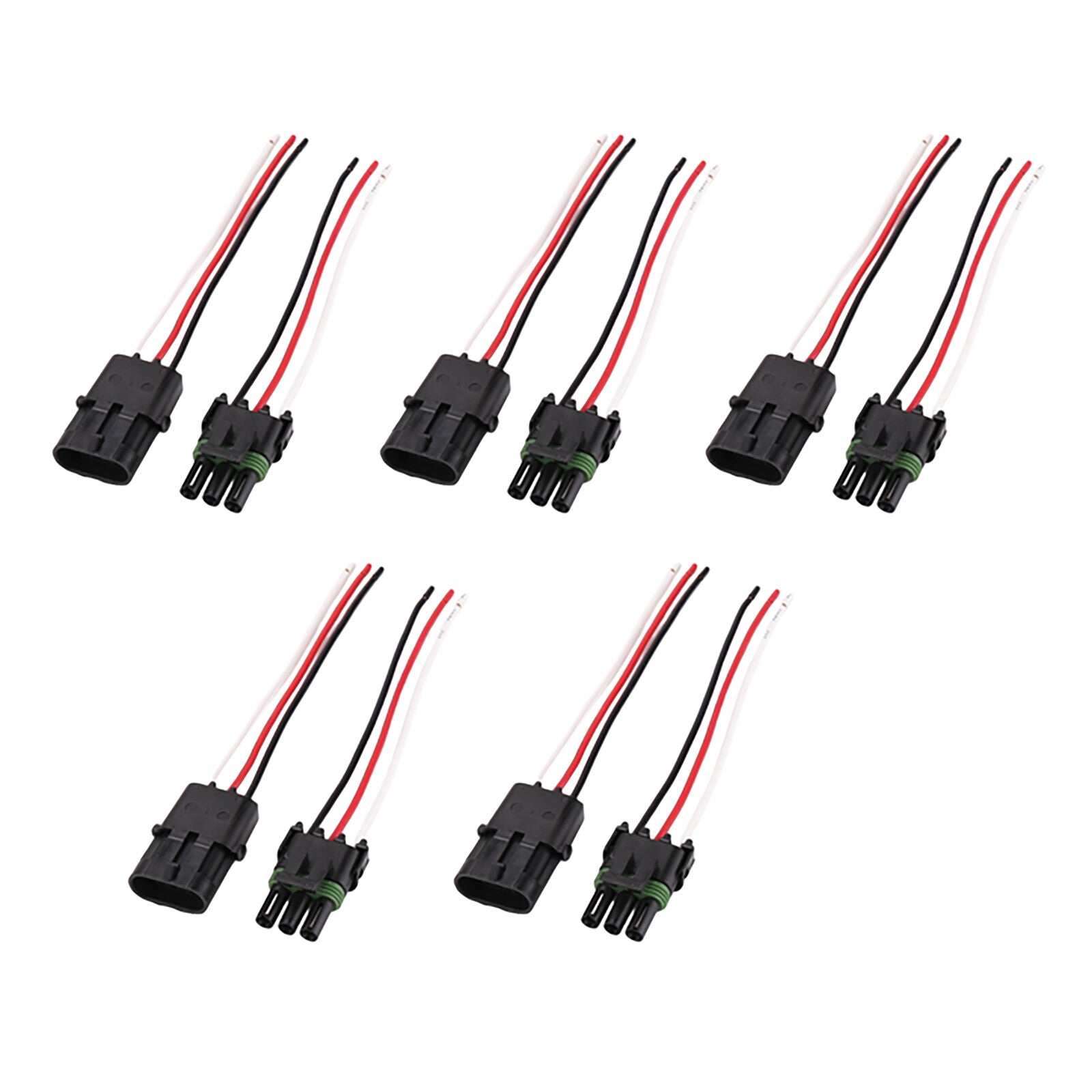 5Pair OLS 3-Wire Weather Pack Connector Kit Assembled with 6 16 AWG Wires