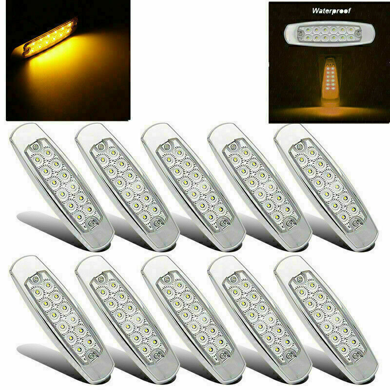 12V 12LED Amber White Side Marker Sealed Turn Signal Lamp for Kenworth for Peterbilt