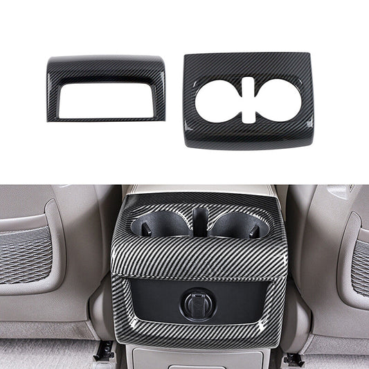 for Kia Carnival 2022-2023 Carbon Fiber Rear Water Cup Holder Frame Cover Trim