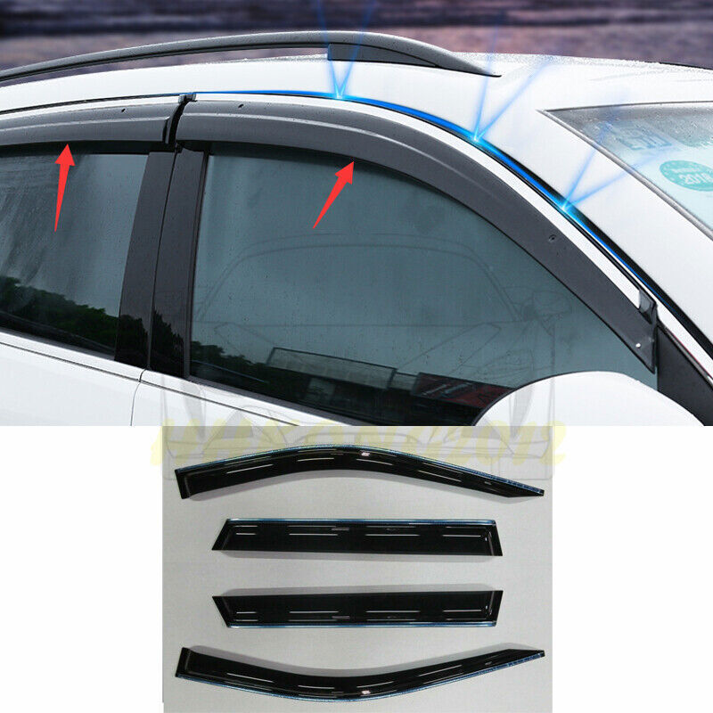 Chrome Trim Side Window Visors Guard Vent Deflectors for Hyundai Santa Fe 19-23