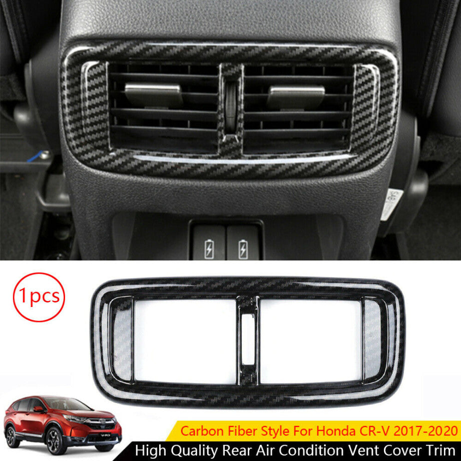 ABS Carbon Fiber Look Rear Air Condition Vent Cover Trim for Honda CRV 2017-2022