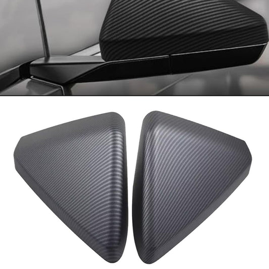 2x for Tesla Cybertruck 24+ Carbon Fiber Matte Rear View Side Mirror Cover Trim