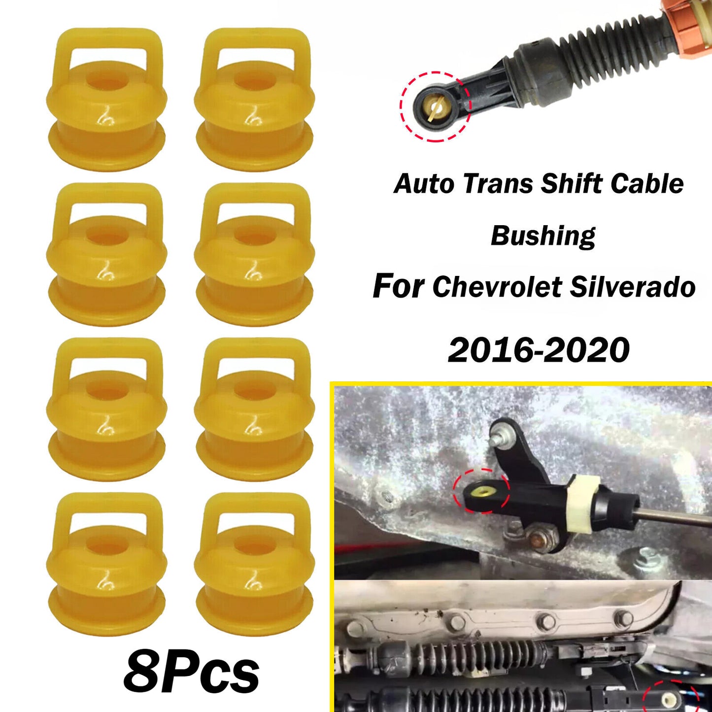 8Pcs for Chevrolet Silverado 2016-20 Automatic Transmission Shift Cable Bushings