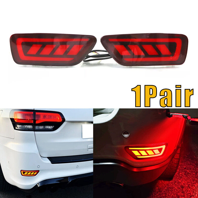 1Pair Red LED Rear Bumper Reflector Lights for Jeep WK2 Grand Cherokee