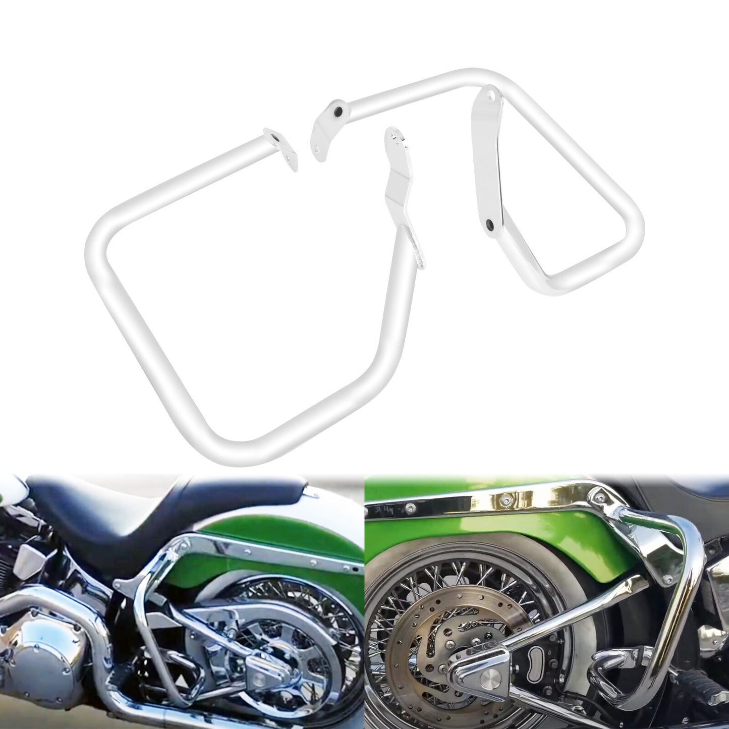 Chrome Rear Saddlebags Guard Rails Crash Bar for Harley Heritage Softail 00-17