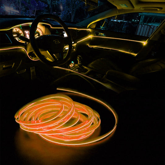 2M LED Car Interior Atmosphere Glow EL Wire Neon String Strip Light Decor LampsO