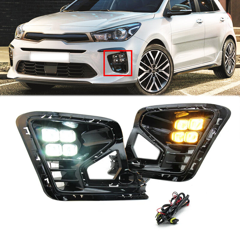 1Pair Front Bumper Fog Light Daytime Running Light LED for Kia Rio 2022 2023