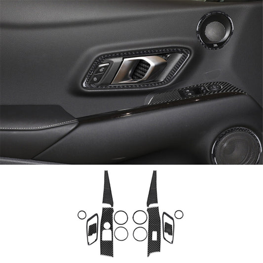 14Pcs Carbon Fiber Door Control Cover Trim for Toyota Supra A90 2019-2022
